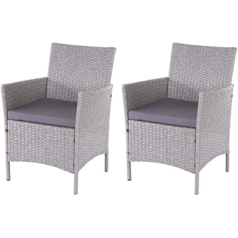2x sillones sillas de jardín en polirratán gris antracita cojines 040000472