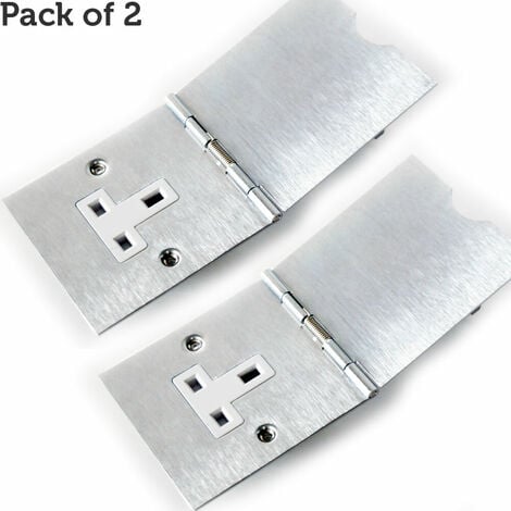 2x Single Floor Plug Socket Outlet UK Electrical 1 Gang 13A Mains Brushed Steel