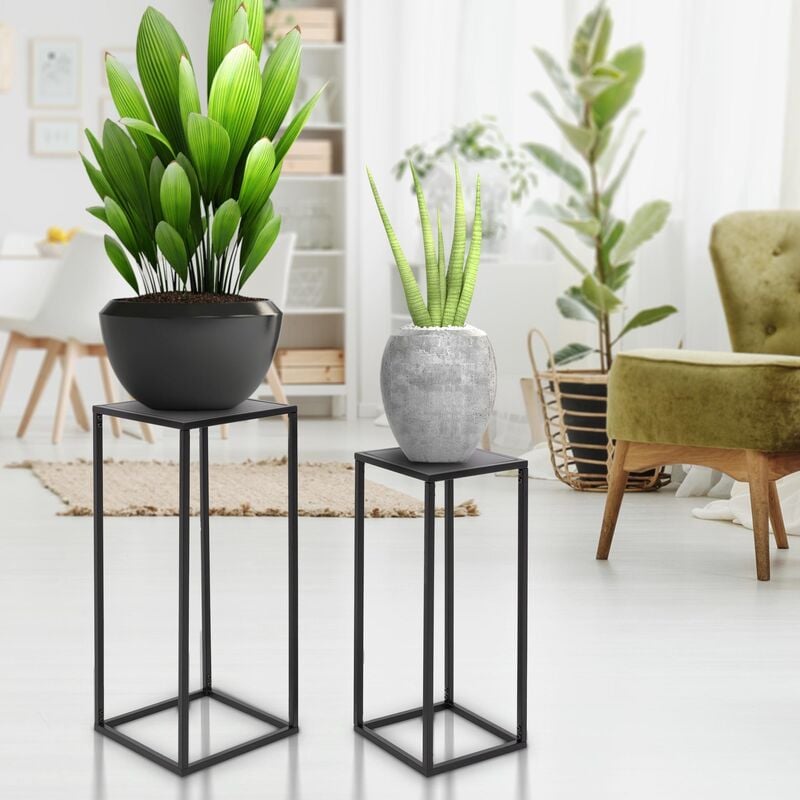 

2x Soporte de plantas metal negro para flores estantería balcón terraza patio