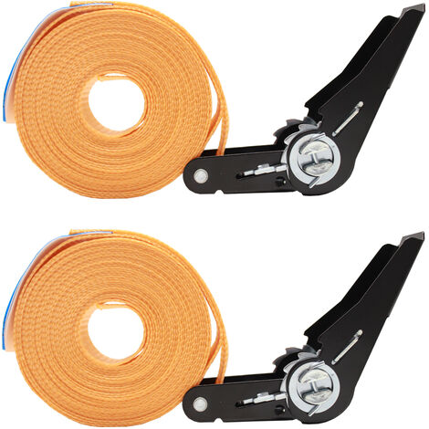 2x Spanngurt mit Ratsche 6m einteilig 800kg 0,8t orange