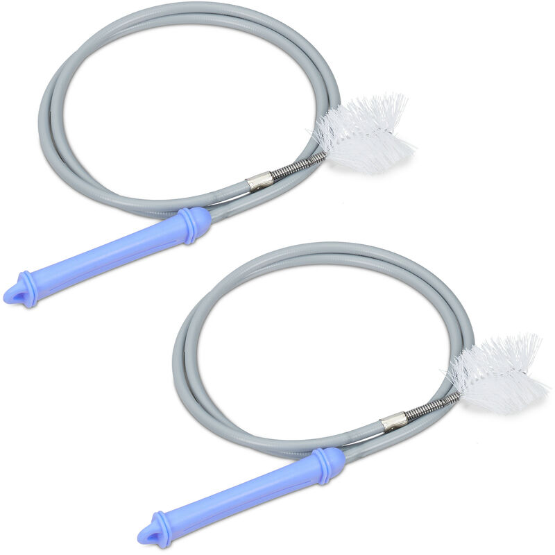 Set of 2 Relaxdays Drain Brushes, 1 m Long, Flexible Clog Remover, Cleaning Tool, Sink & Fish Tank, Kitchen & Bath, Grey