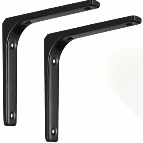 2x Staffe per mensole a forma di L 150x125mm Nero