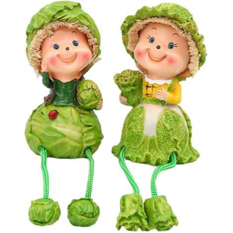 2X Statue Résine Pied Suspendu Décoratif - Figurine Étagère pour Appui de Fenêtre ou Comptoir, Poupée Chou