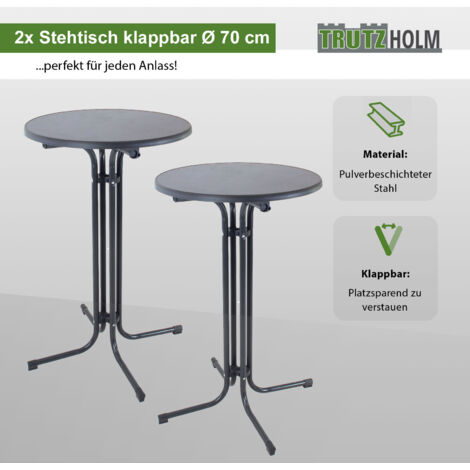 2x Stehtisch klappbar Ø 70 cm Höhe 110 cm Stahl Gastrotisch Partytisch Bistrotisch Gartentisch