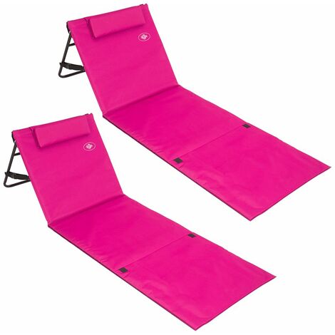 2x Strandmatte - gepolstert, mit Lehne und Tasche rosa