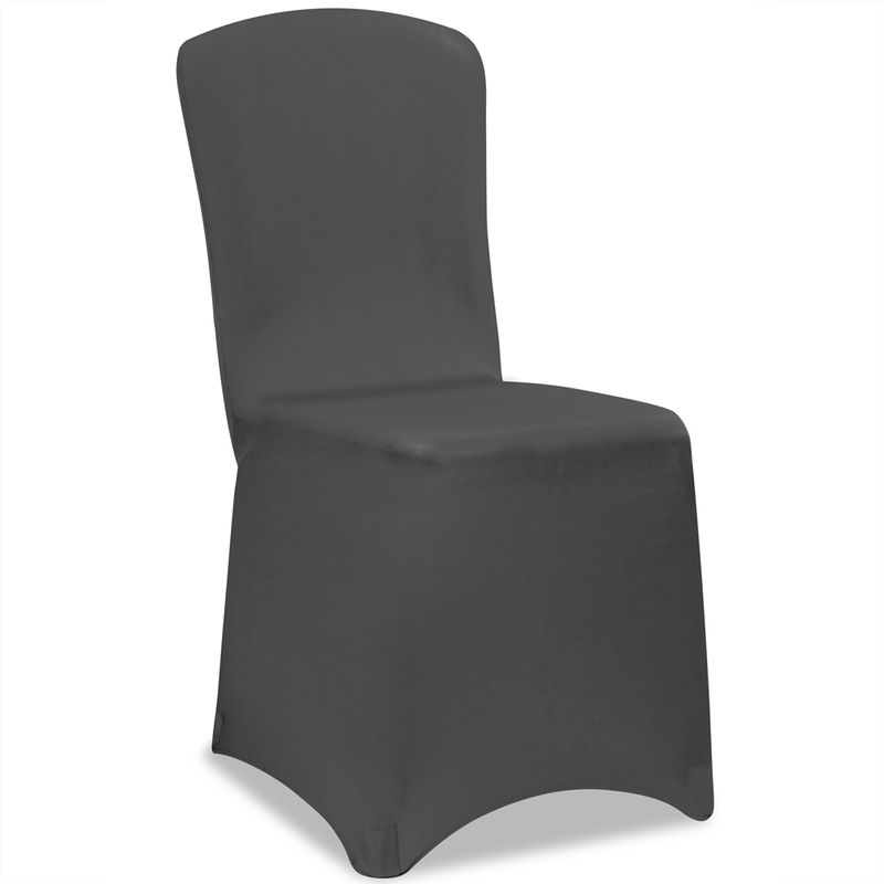 2x Fitted Lycra Chair Covers Spandex Wedding Banquet Anniversary Party Cloth SET Anthracite