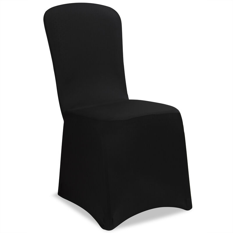 2x Fitted Lycra Chair Covers Spandex Wedding Banquet Anniversary Party Cloth SET Black