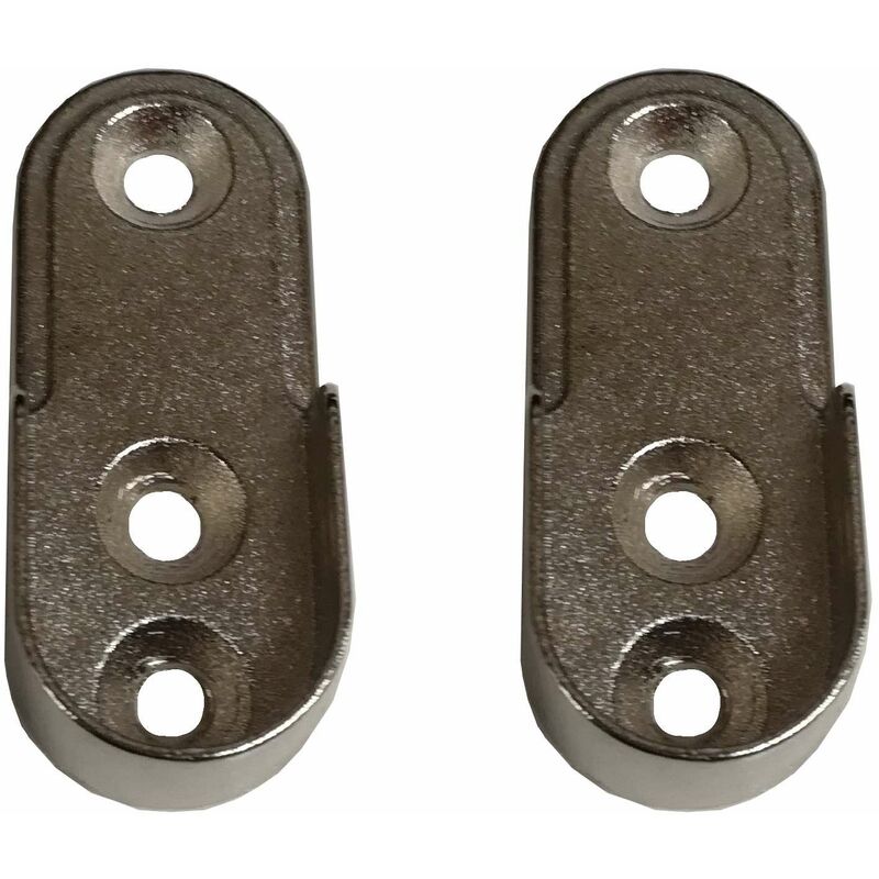Cyclingcolors - 2x Support de tringle à visser ovale diamètre intérieur 15mm en zinc chromé Meuble Penderie Armoire Placard Garde robe Porte manteau