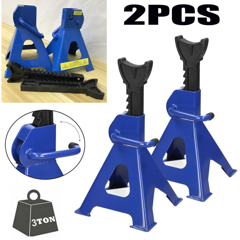 2x support d'essieu 3 tonnes voiture Jack cliquet Heavy Duty support pour voiture 290 - 430mm