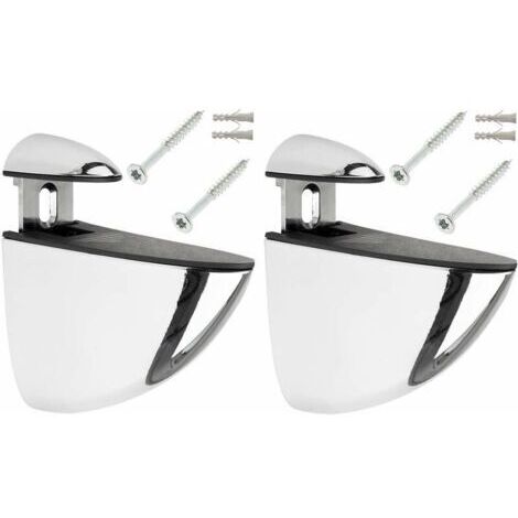 2x support étagère murale 70mm réglable type pelican métal couleur argent chromé brillant avec vis + cheville cuisine salle de bain meuble taquet attache universel