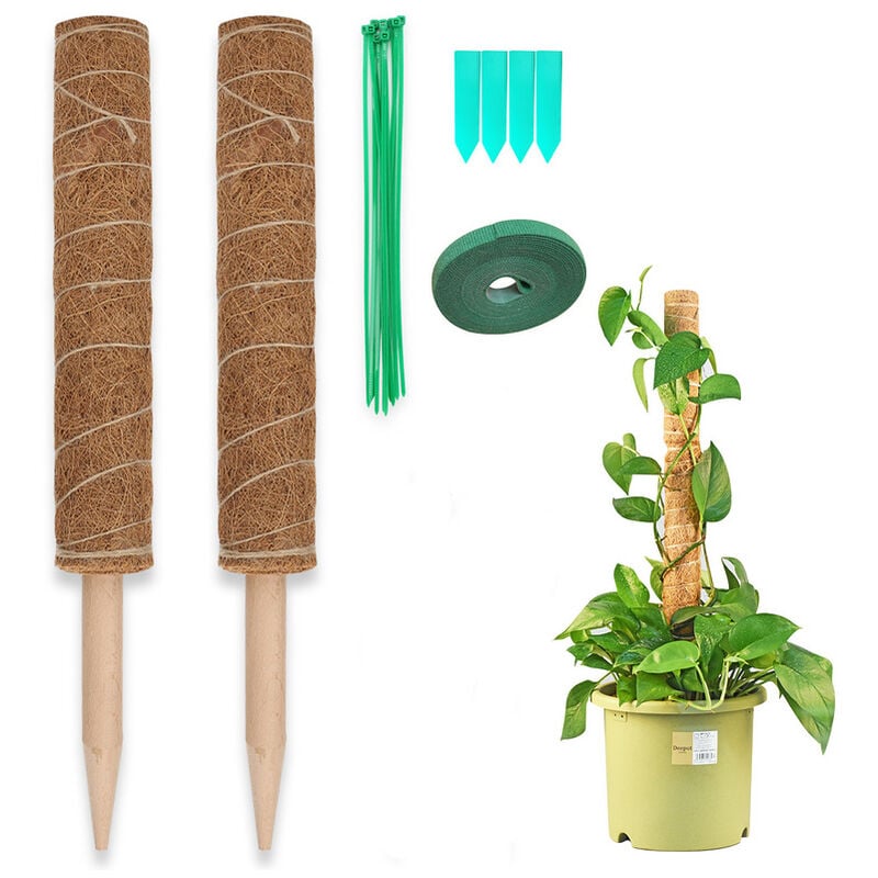 2x Support Tuteurs pour Plantes Grimpantes 40cm, Bâton de Mousse de Coco pour Plantes Grimpantes, Poteau De Coco