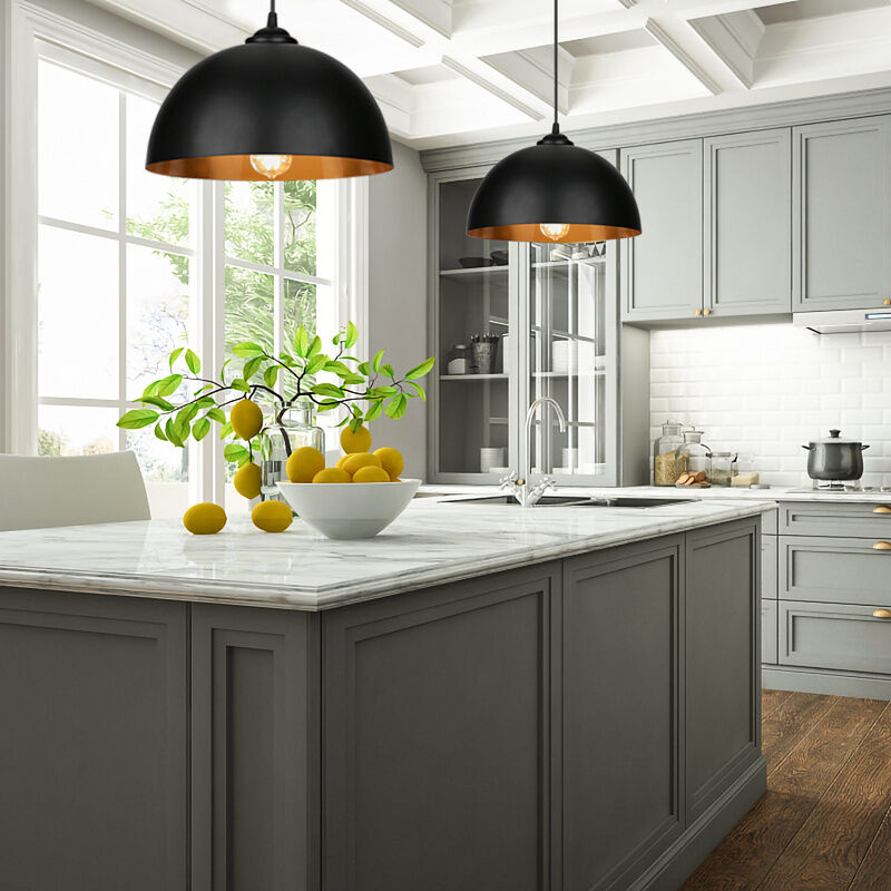 2x Suspension Luminaire led Lampe suspendue Lampe suspendue rétro métal E27 douille éclairage cuisine - Tolletour