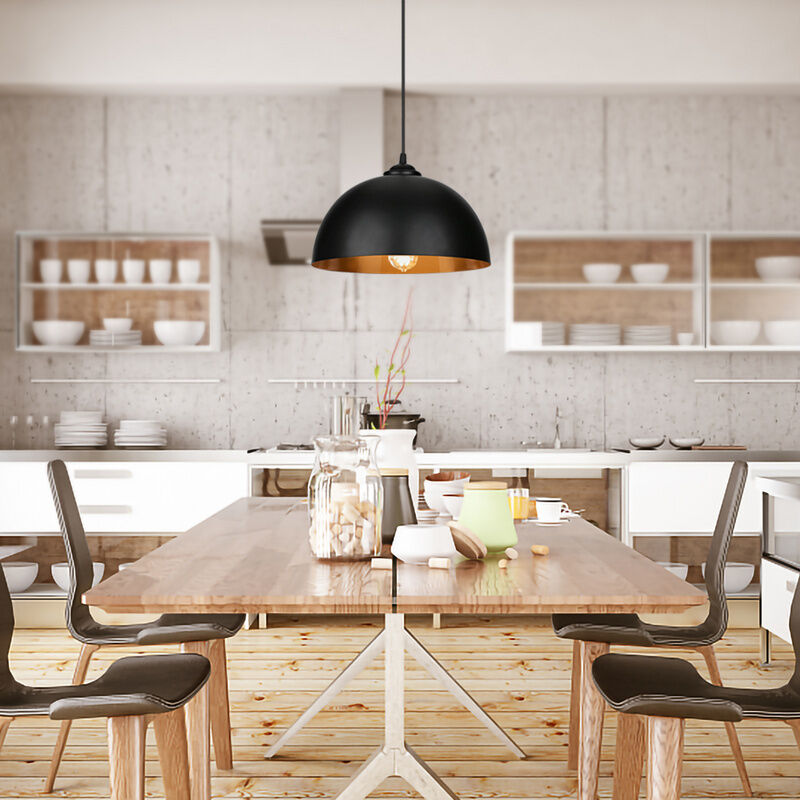 2x Suspension Luminaire led Suspension plafond industriel noir et or Suspension cuisine