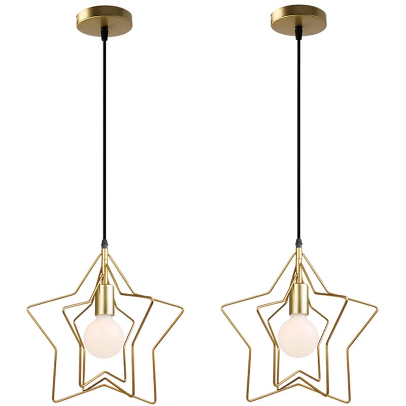 Norcks - 2X Suspension Luminaire Simplicité D'Intérieur Lustre Étoile Créatif Lampe à Suspension Moderne Abat-Jour Rotatif Pour Loft Café Or