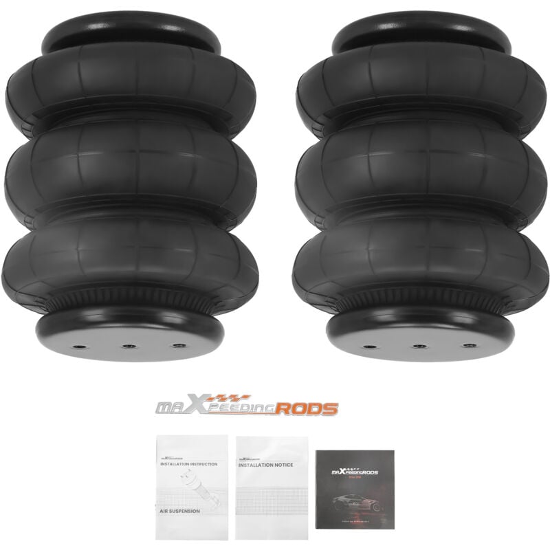 Maxpeedingrods - 2x Suspension pneumatique Standard 2600 lbs 1/2-14NPT Single Port Sac triple