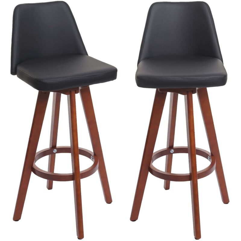 HHG - Lot de 2 tabourets de bar 569, chaise de bar tabouret de comptoir, bois similicuir pivotant, noir HHG - Lot de 2 tabourets de bar 569, chaise de bar tabouret de comptoir, bois similicuir pivotant, noir