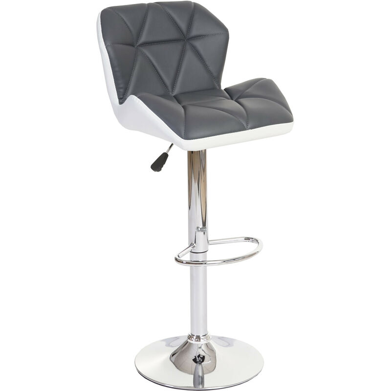 Mendler - 2x tabouret de bar Hamilton, chaise de comptoir, bois, similicuir, rotatif - gris