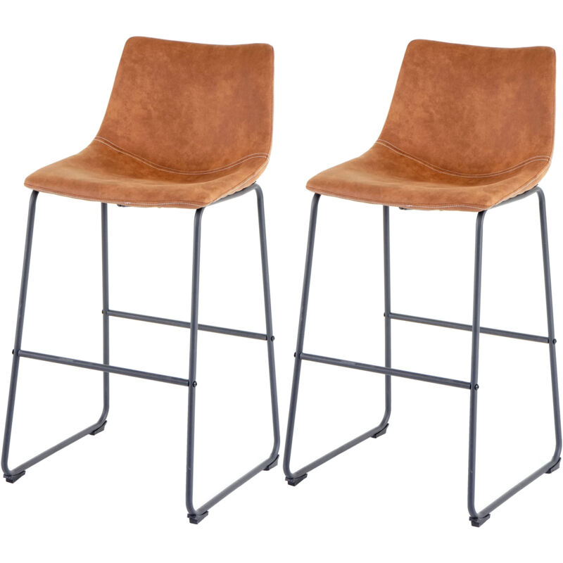 Jamais utilisé] 2x tabouret de bar HHG 180, chaise bar/comptoir, tissu, style vintage, imitation de daim