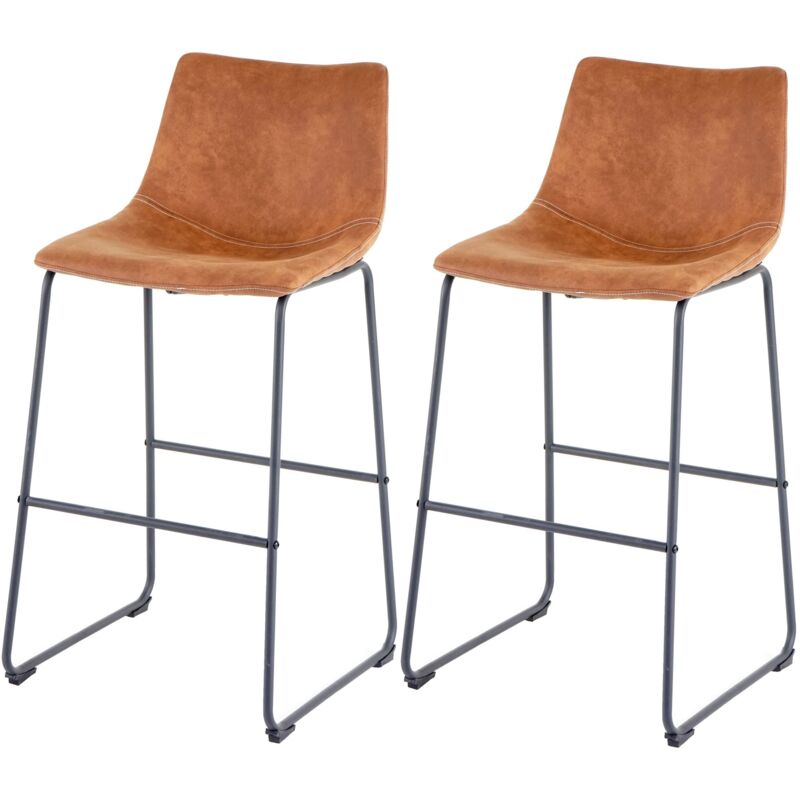 2x tabouret de bar HHG 180, chaise bar/comptoir, tissu, style vintage, imitation de daim