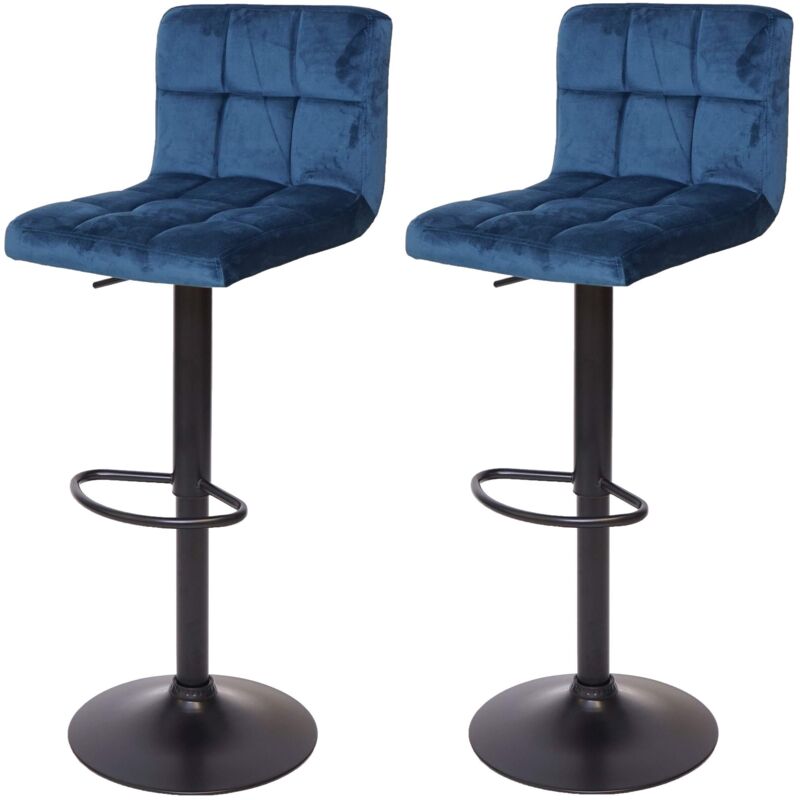 HHG - 2x Tabouret de bar 232, chaise bar/comptoir, réglable en hauteur, velours pétrole, pied noir HHG - 2x Tabouret de bar 232, chaise bar/comptoir, réglable en hauteur, velours pétrole, pied noir