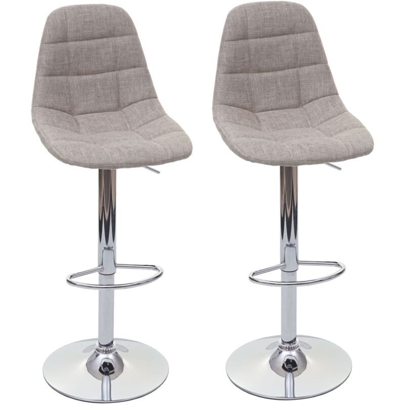 Jamais utilisé] 2x Tabouret de bar HHG 356, tabouret de bar, gris crème, textile