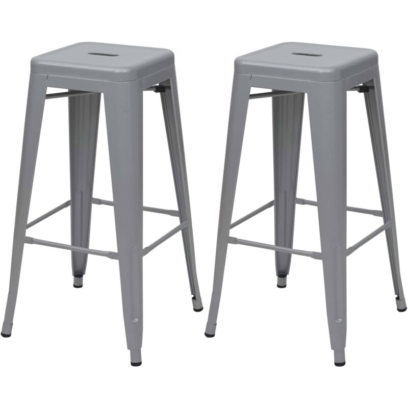 HHG - jamais utilisé] 2x tabouret de bar 799, chaise de comptoir, métal, design industriel, empilable, gris
