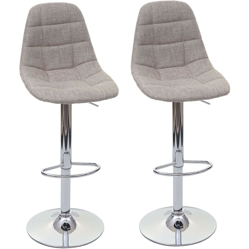 2x Tabouret de bar HWC-A67, tabouret de bar - gris crème, textile