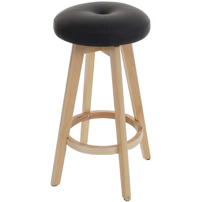 HHG - Lot de 2 tabourets de bar Navan, chaise de bar tabouret de bar, bois similicuir pivotant, noir, pieds clairs HHG - Lot de 2 tabourets de bar Navan, chaise de bar tabouret de bar, bois similicuir pivotant, noir, pieds clairs