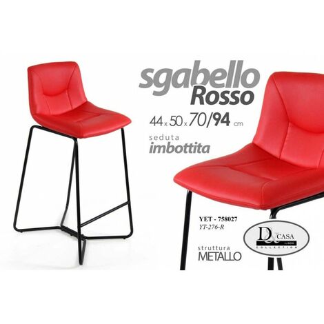 2x Tabouret de bar rouge design îlot en simili cuir cm 44 x 50 x 70 h
