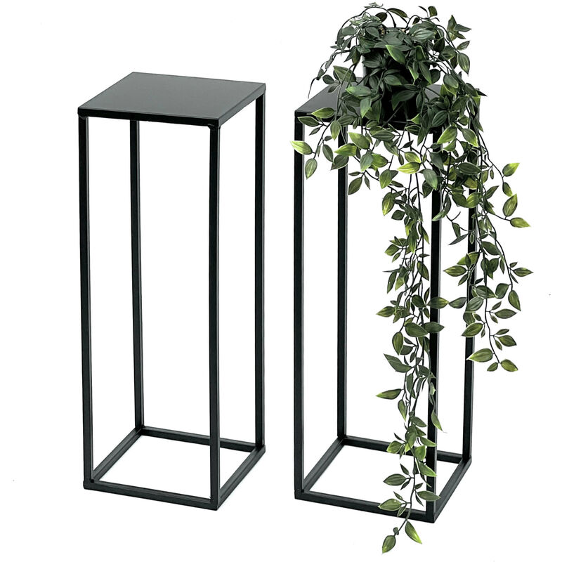 2x Tabouret de fleurs Dandibo en métal noir, 50 cm, Table d'appoint 96315, Tabouret pour plantes moderne, Support de plantes, Tabouret pour plantes