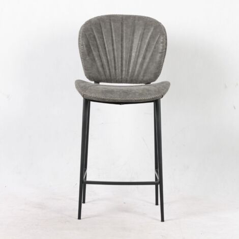 2X Tabouret Elice couleur gris clair, pieds en métal couleur noire H101xL47.5xP60