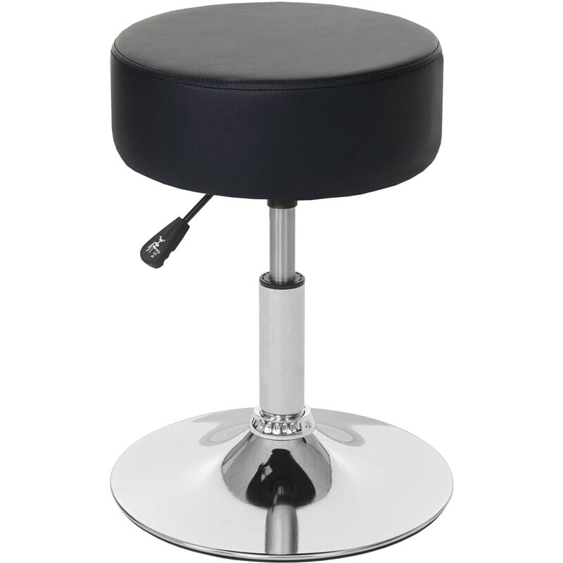 2x Tabouret HWC-C22, hauteur réglable, ø 35 cm - similicuir noir