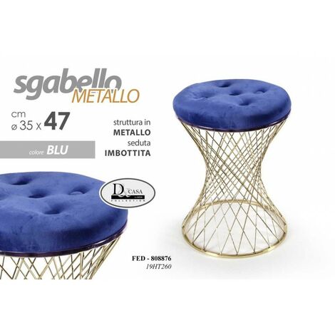 2x Tabouret tendance bleu avec structure dorée cm 35 x 47 h