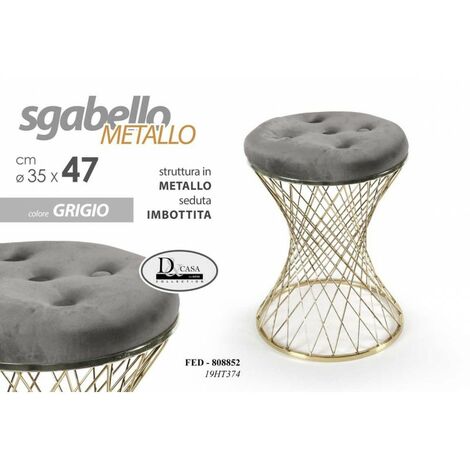 2x Tabouret tendance gris avec structure dorée cm 35 x 47 h