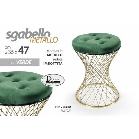 2x Tabouret tendance vert avec structure dorée 35 x 47 h