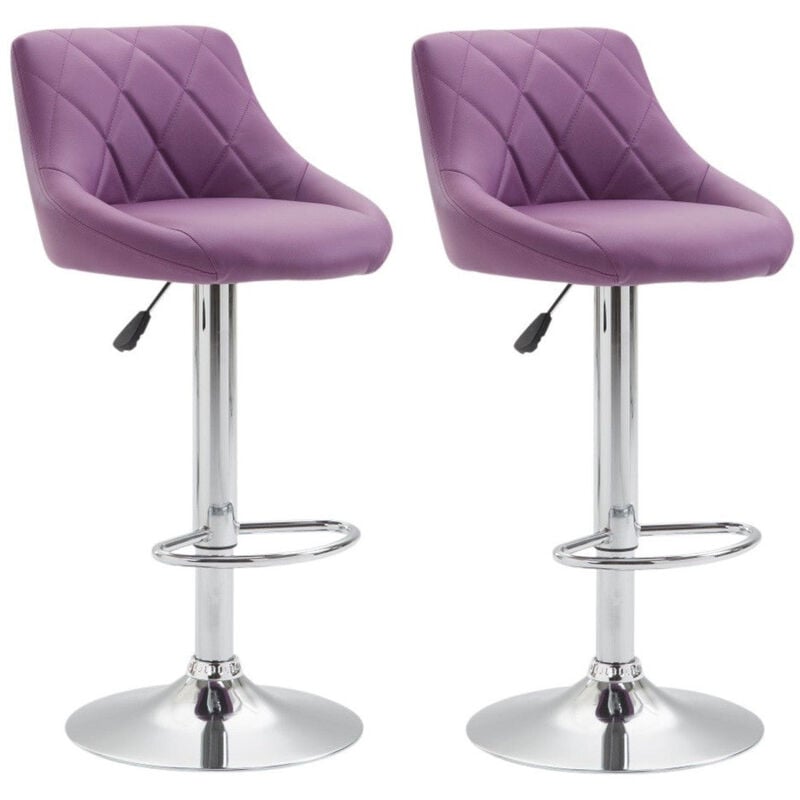 Décoshop26 - 2x Tabourets de bar en synthétique violet pivotant avec repose-pieds TDB10082
