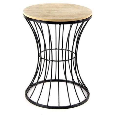 2x Taburete estilo urbano en metal con asiento de madera