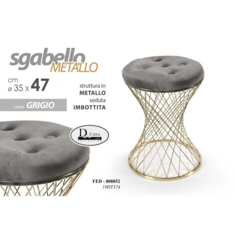 2x Taburete trendy gris con estructura dorada cm 35 x 47 h