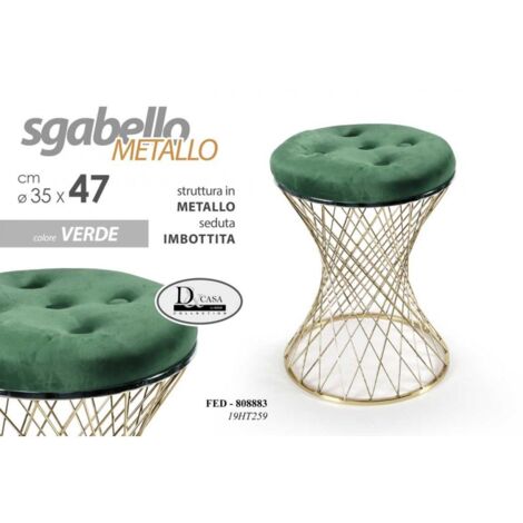 2x Taburete trendy verde con estructura dorada 35 x 47 h