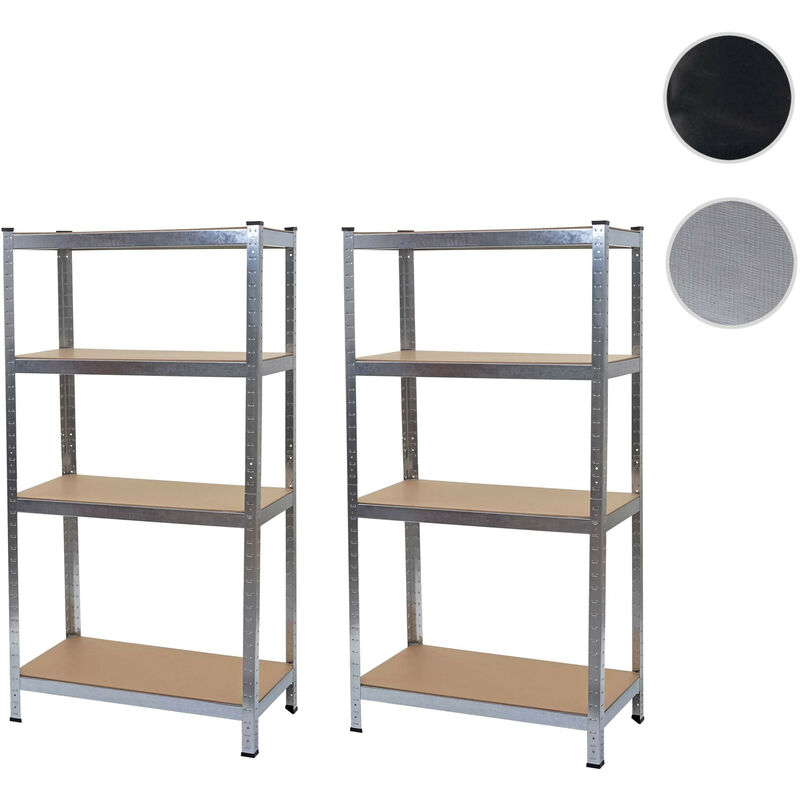 2x étagère pour charges lourdes HWC-D67, étagère d'atelier, emboîtable 160x80x40cm, chargement 320kg - noir