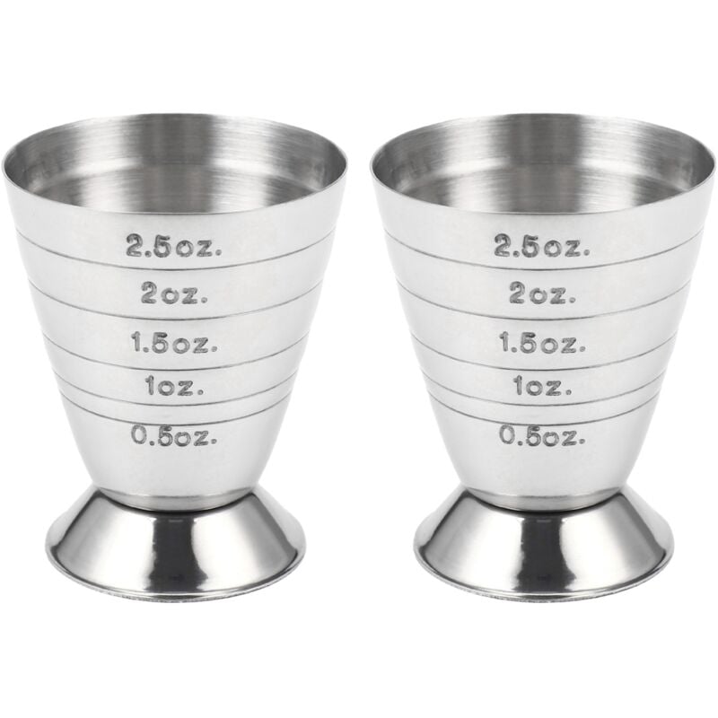 2X Tasse à Mesurer Verre de Mesure Once Mélangeur Boisson Cocktail Bar D'Alcool Mug En Acier Inoxydable pour Café Lait Mojito