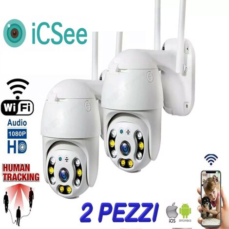 2X TELECAMERA ESTERNA ICSEE CAM PTZ WIFI CAMERA WIRELESS ESTERNO SMART ZOOM