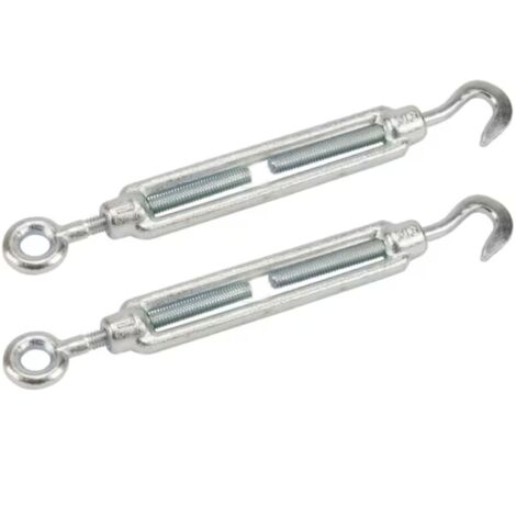 2x Tendeur avec œillet et crochet en acier galvanisé DIN 1480 Câble Chaine Fil Serrage Construction Tension, filetage M6