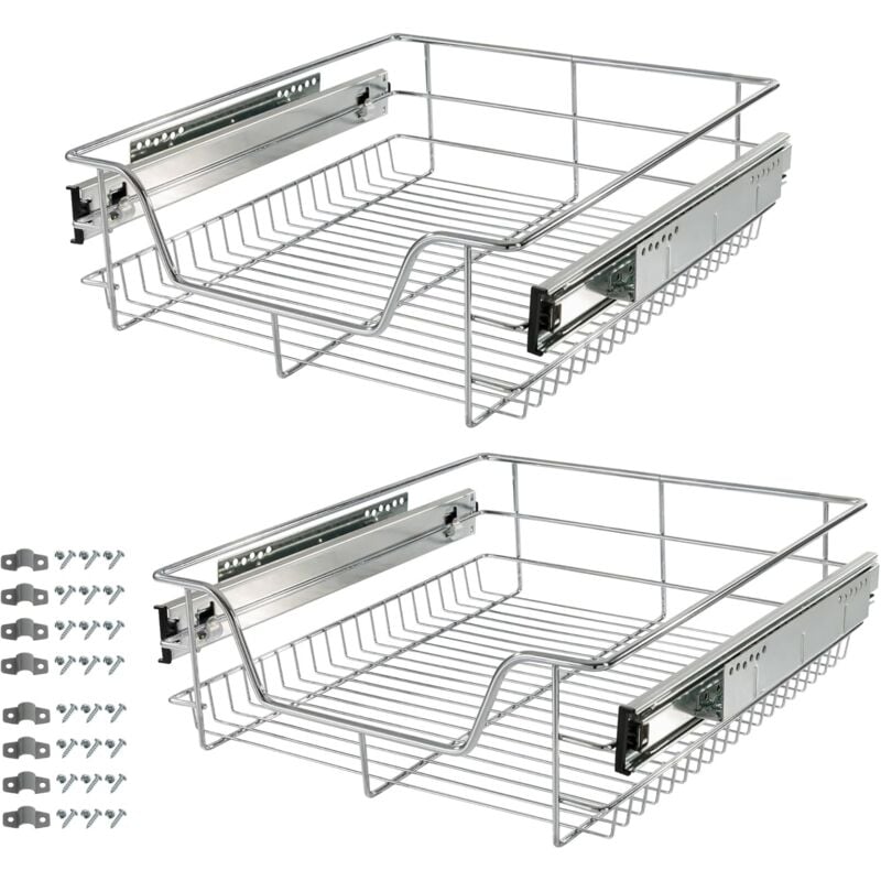 Arebos - 2x Tiroir télescopique Tiroir de cuisine Tiroir suspendu Tiroir 50 cm