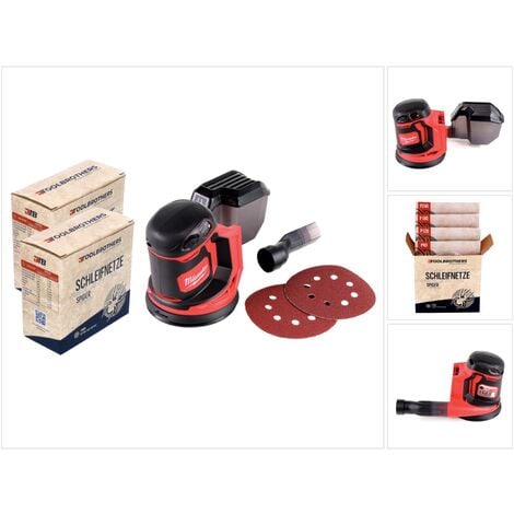 2x Toolbrothers SPIDER Schleifnetz-Set 125mm + Milwaukee M18 BOS125-0 Akku Exzenterschleifer 18V 125mm Solo - ohne Akku, ohne Ladegerät