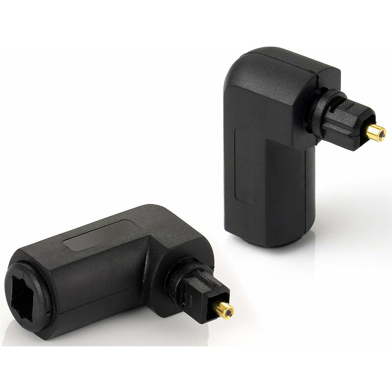 2x Toslink Adaptateurs coudés à 90° (Toslink connecteur femelle sur connecteur mâle), fiche à angle droit pour câble audio numérique optique (câble