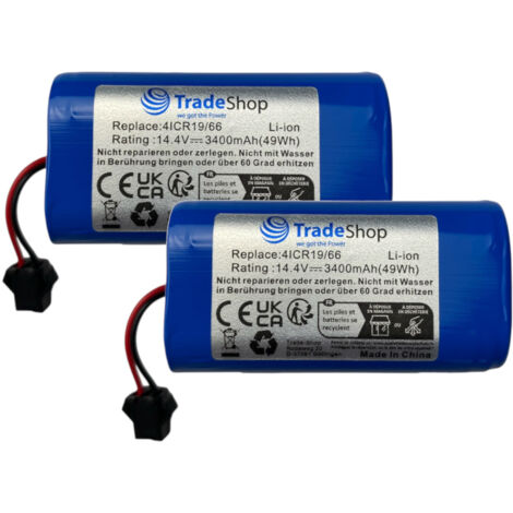 2x Trade-Shop Li-Ion Akku 14,4V 3400mAh kompatibel mit Ecovacs Deebot 715, CEN546, D500, D501, D502, D710, D711, DN79S, DN79T, DN79W Saugroboter