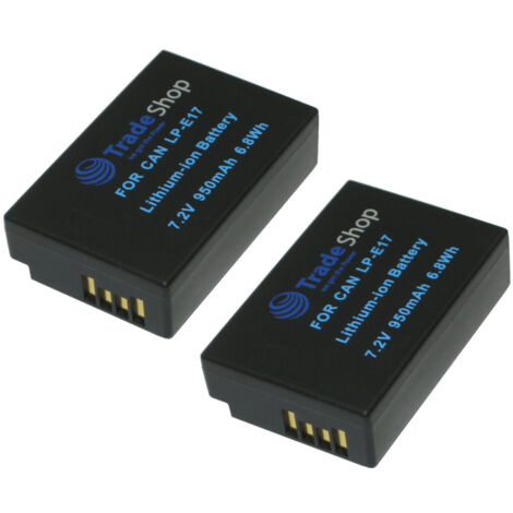 2x Trade-Shop Li-Ion Akku 1700mAh Batterie kompatibel mit Canon EOS 250D 770D 850D Kiss X10 M6 Mark II Rebel SL3 RP R10 R100 Saramonic VmicLink5 RX TX RX+ TX+