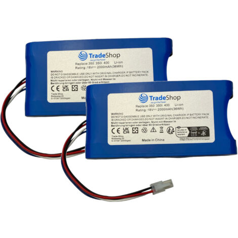 2x Trade-Shop Li-Ion Akku 18V / 2000mAh kompatibel mit Yard Force Amiro 400, 400i, 350, 350i ersetzt 1920726 / Rasenmäher Mähroboter Zubehör