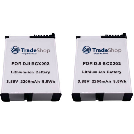 2x Trade-Shop Li-Ion Akku 3,85V / 2200mAh kompatibel mit DJI Osmo Action 3, 4, 5 ersetzt BCX202 / Actioncam, Action-Kamera Zubehör Battery